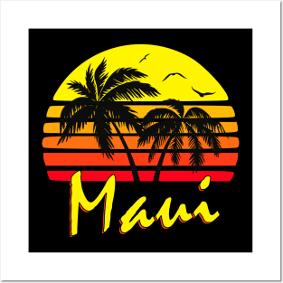 Maui Retro Sunset Posters and Art